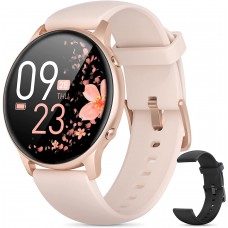 Smart Watches for Women, 2021 HD LCD Smart Watch for Android Phones and iPhone Compatible, 3ATM Waterproof Fitness Smartwatch with Sleep Tracker, Heart Rate, Blood Oxygen Monitor, Smartwatch Rose Gold